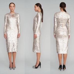 Le Superbe Studio 54 Kate Sequin Dress Silver Size XS NEW
